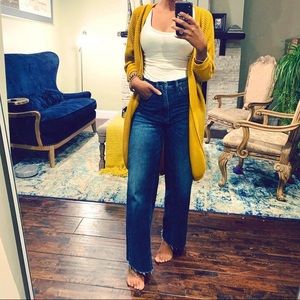 Blue Dark Wash High Rise Gap Jeans With Wide Legs